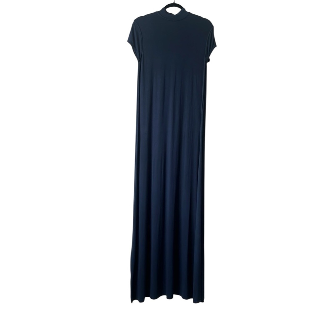 NWT 1 People Dresden Blue Modal Jersey Knit Mock Neck Cap Sleeve Maxi Dress